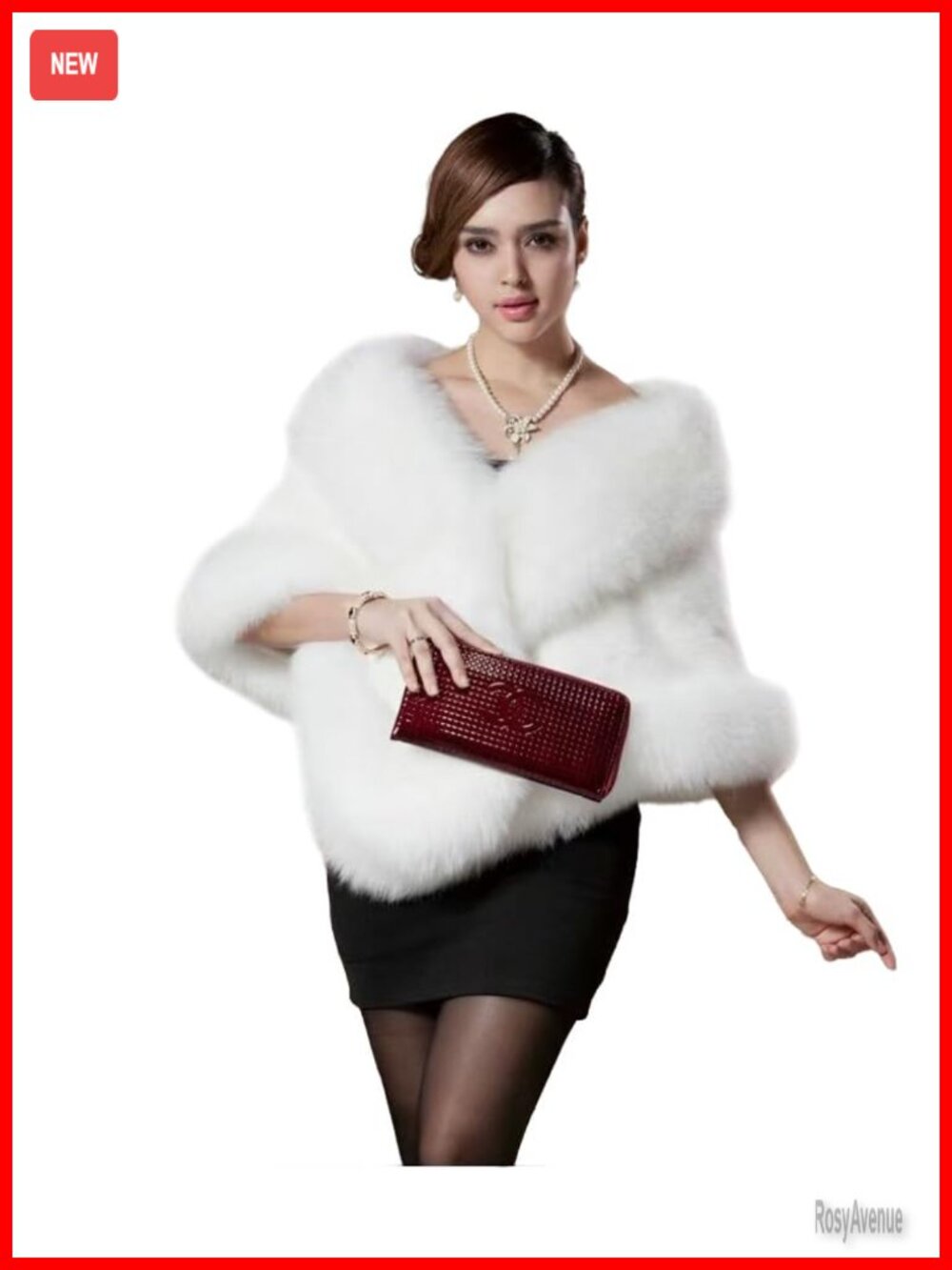 Faux Fur Shawl Wrap Elegant Bridal Cape Wedding Evening Party One Size